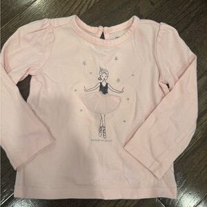 Janie and Jack pink ballerina long sleeve tee toddler girls 18-24 months
